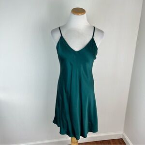 Ginia Silk Chemise Slip Dress Green AU 12 US 8 / L